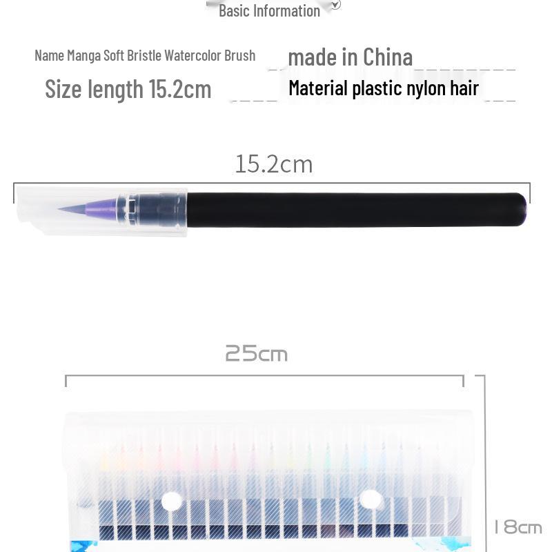 20-Color Soft Brush Watercolor and Calligraphy Pen Set for Manga and Hand-painting
