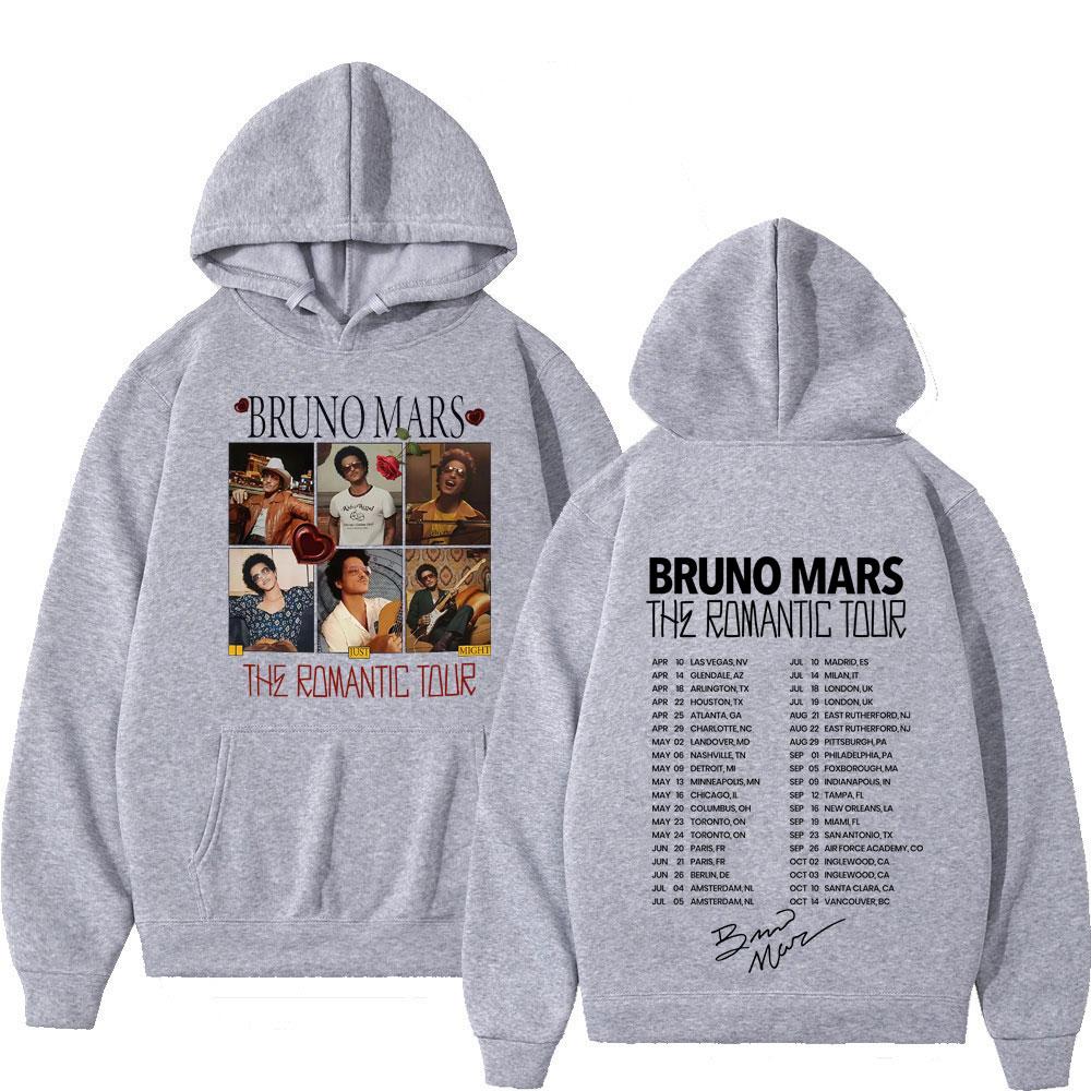 Bruno Mars The Romantic Tour Felpa Uomo Donna Moda Felpe Maniche Lunghe Pullover Regali per Fan