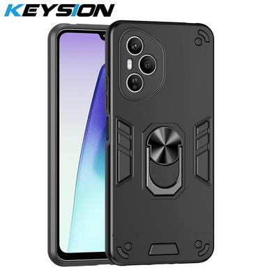 KEYSION Stoßfeste Panzerhülle für HONOR 400 Pro 5G Weiches Silikon+PC Metallringständer Handy-Rückseite für Huawei Honor 400 5G