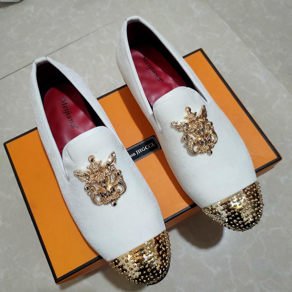 Fashion fashion men party and wedding handmade loafers velvet shoes with gold buckle men dress shoe b25