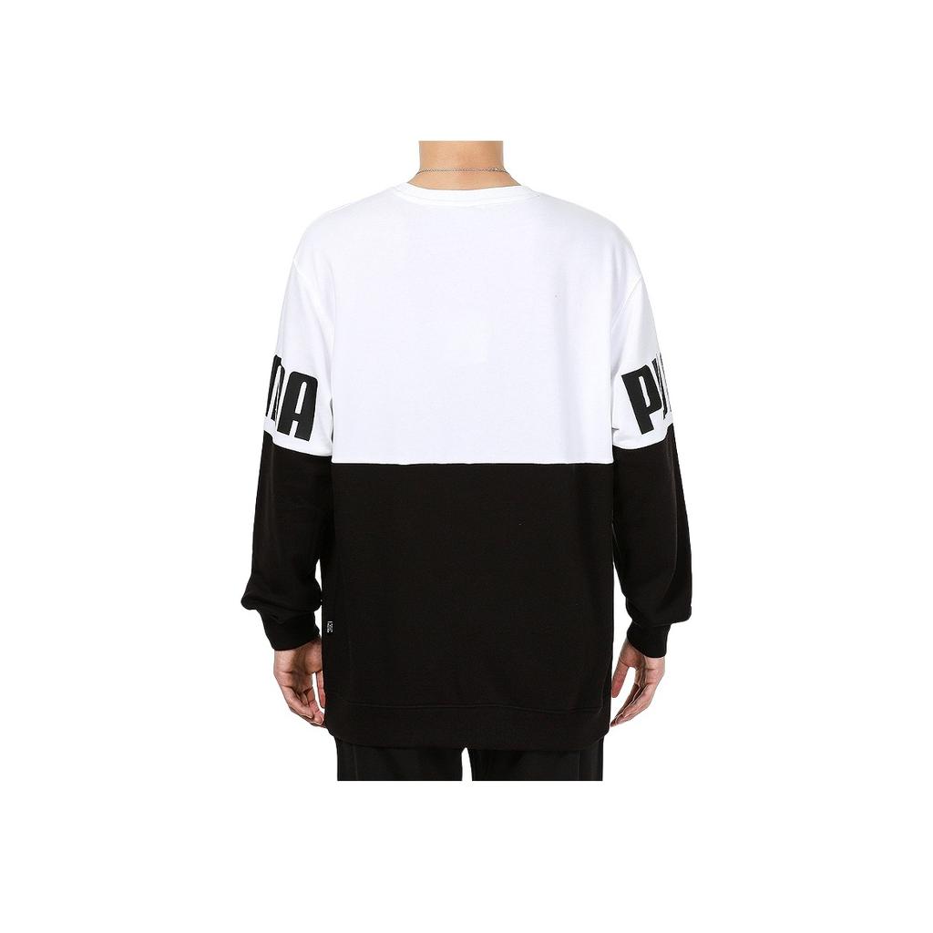 Puma Pánská mikina s kulatým výstřihem a logem v barevném bloku, topy, černobílá 847722-02