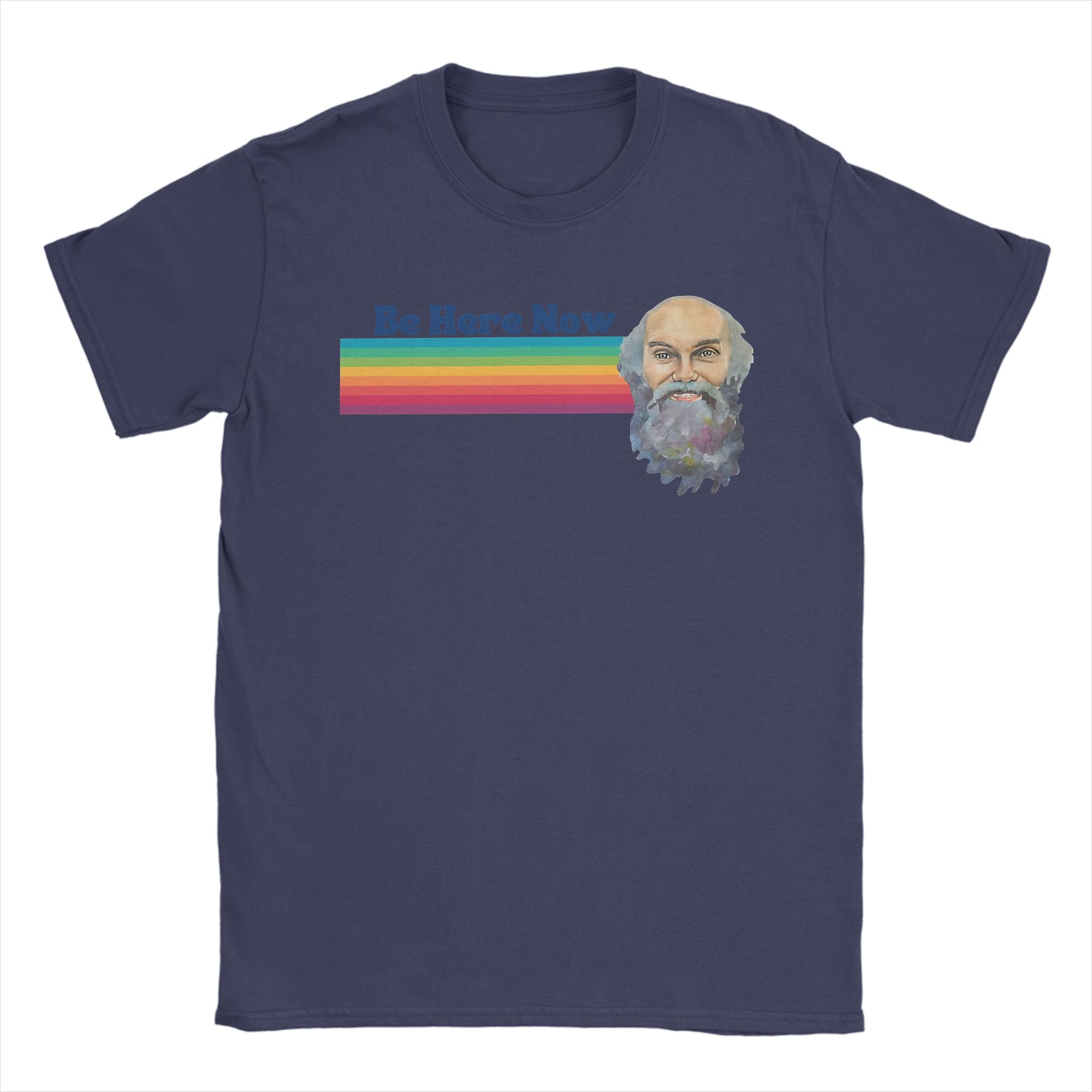 

Ram Dass Be Here Now Rainbow T Shirt for Unisex 100 Cotton Leisure TShirts Round Neck Tees Short Sleeve Clothing Classic 4XL