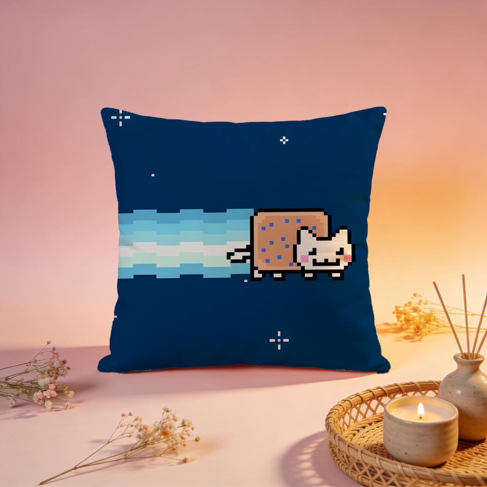 Hot Nnyan Catful Cushion Cover Comfortable Durable Pillow Cover MultiScene for Home Office Car Sofa