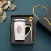 Ceramic Coffee Mug with Lid and Spoon