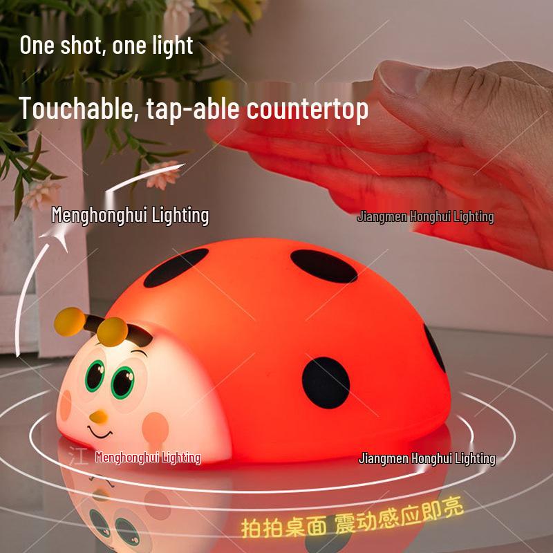 Cross-Border Ladybug Silicone Night Light: Rechargeable LED Bedside Ornament