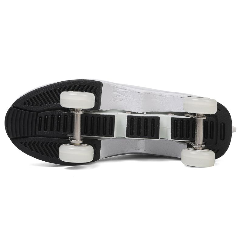 33-42 Kids/ Mens Four Wheels Sneakers with On Double Wheels Roller Sneakers Deformation Roller Skate Shoes for Girls