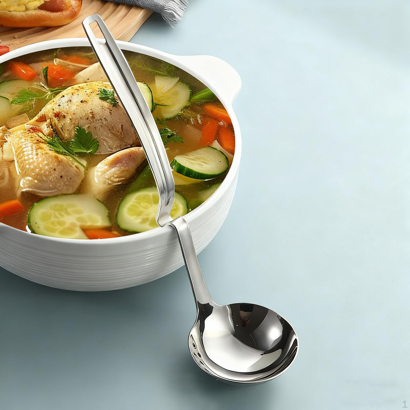 

Stainless Slotted Soup Ladle Skimmer 27.5x7.7cm Professional Versatile Easy to Clean for Straining