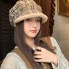 Autumn and Winter Retro Beret Plaid Plush Warm Plush Versatile Thickened Octagonal Hat Duck Tongue Painter Hat