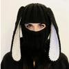 Ladies color matching big ears rabbit hat knitted wool hat autumn and winter warm headgear versatile cute mask