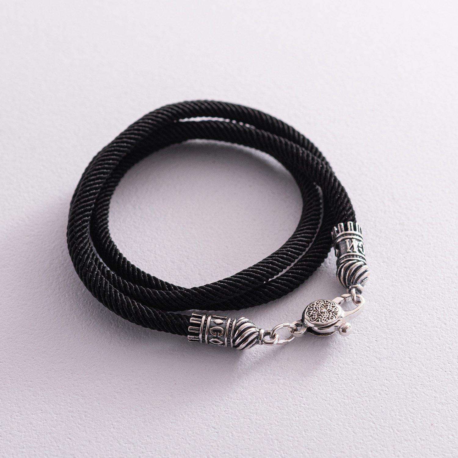 

Шовковий шнурок Врятуй і збережи зі срібною застібкою (4мм) Oniks 50 срібний