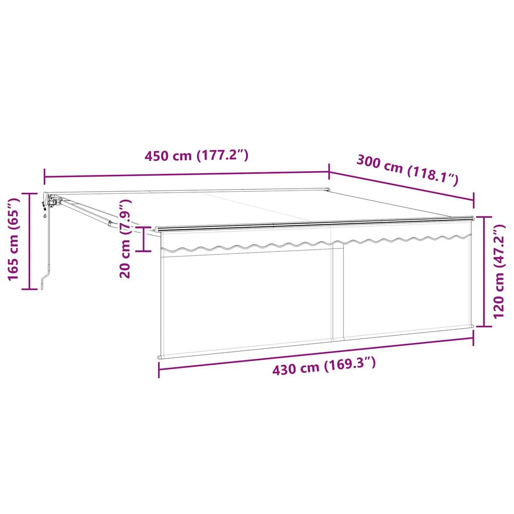 Retractable Awning Anthracite 450 x 350 cm