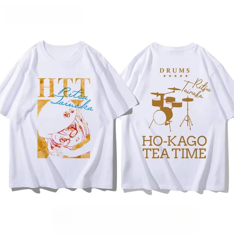 

Summer men s K-ON English print Hirasawa Yui anime Cosplay short-sleeved T-shirt High-quality clothing top 4XL