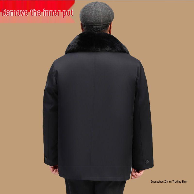 Fleece-Lined Cotton Jacket for Middle-Aged to Elderly Men: Winter Coat for 60, 70, and 80-Year-Olds.