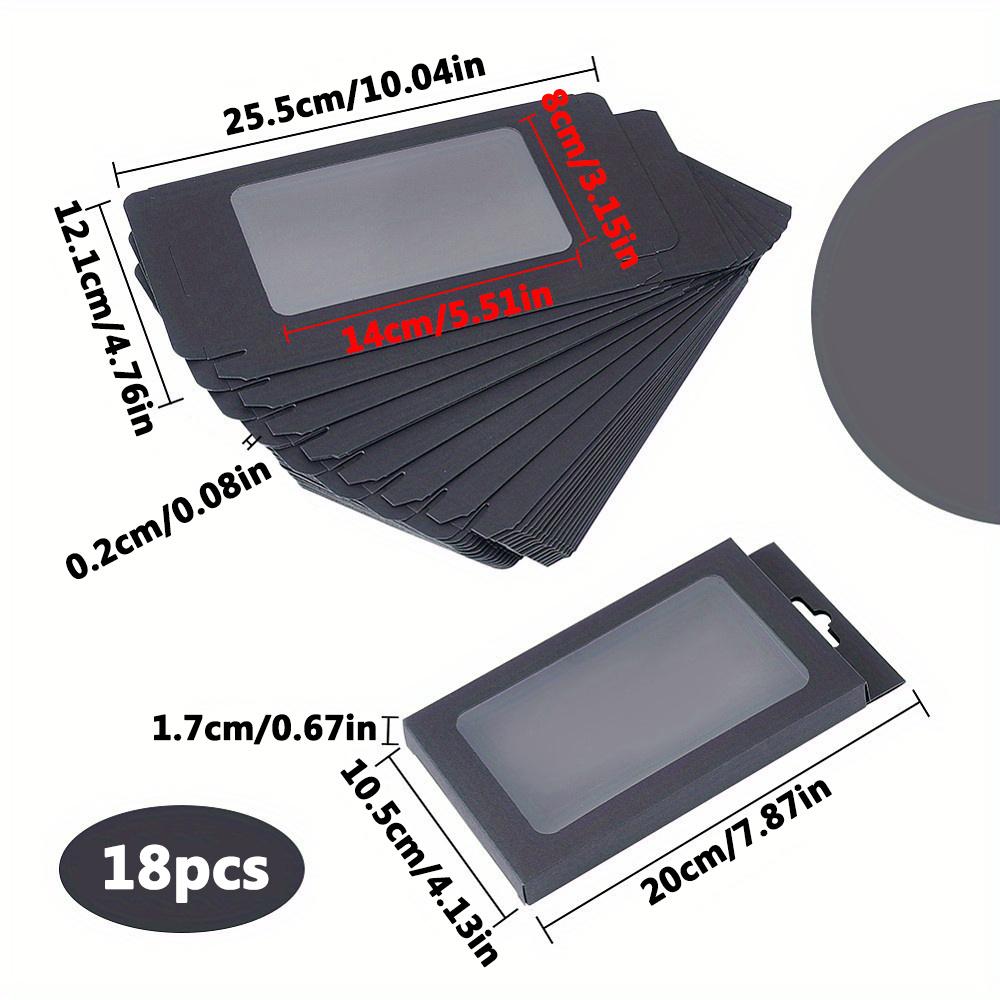 

18 шт. черных картонных подарочных коробок с окном из ПВХ, прямоугольные складные коробки, креативная подарочная упаковка для сувениров, угощений, ювелирных изделий 18pcs чёрный
