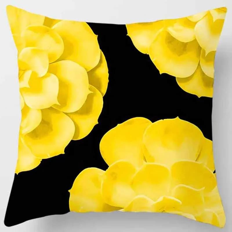 Fashion Yellow Decorative Pillowcase, Living Room Sofa Office Seat Waist Cushion  Cover  Aesthetic Home Decoration
