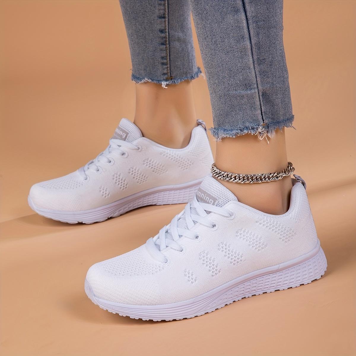 

2025 Женская Повседневная Обувь Модная Дышащая Обувь для Ходьбы Сетчатые Балетки Кроссовки Женская Обувь для Спортзала Вулканизированная Обувь Белая Женская Обувь 36 белый