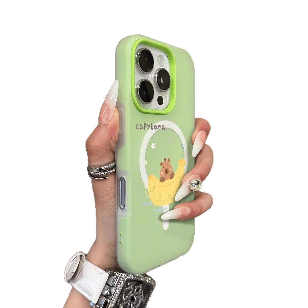 Magnetic Jelly 2-in-1 Phone Case for Apple Double Layer Phone Case Strong Magnetic All-inclusive Cartoon Cute Phone Case for Women