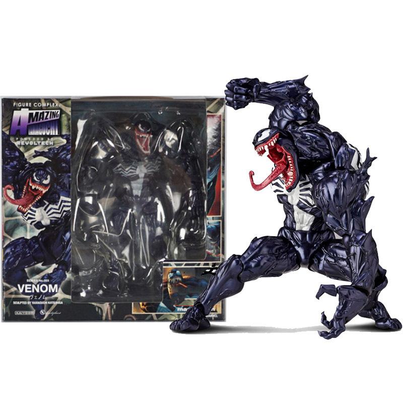 

Kaiyodo Revoltech Venom Carnage Action Figures Articulated Joints Collectible Scale Ratio Model Desktop Ornament For Spiderman Movie Fans
