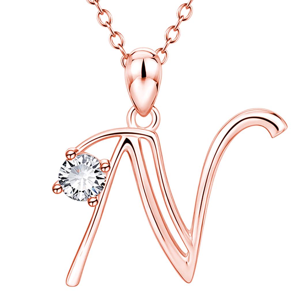 Fashion Alphabet Letter Pendant Necklace with Embedded Crystals Elegant Initial Charm Jewelry for Daily Wear and Special Occasions