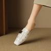 Fashion Women Shoes Mules Sandals Real Leather Soft Comfort Low-heel Summer Shoes Casual Square Toe Vintage Office Daily Slippers Women