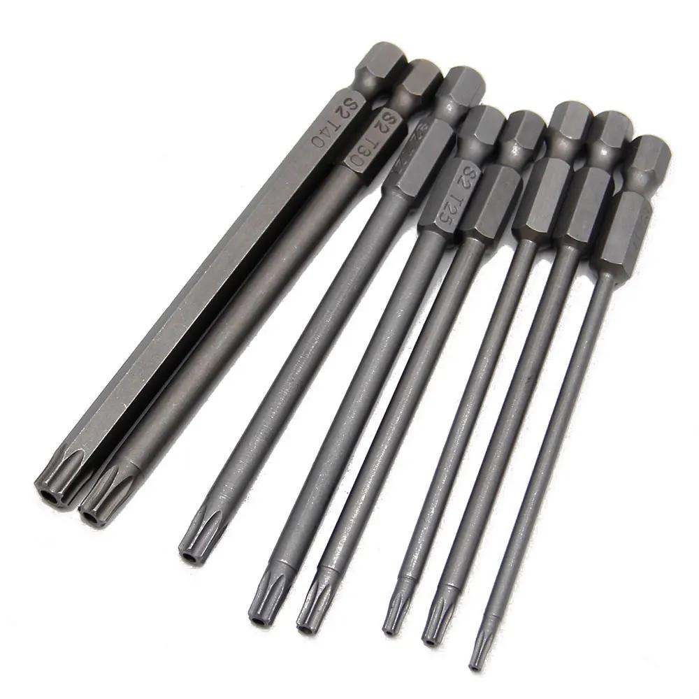 8Pc 100mm S2 Magnetic Hexagonal Hollow Plum Blossom Hole Handle Screwdriver Head Hand Electric Drill Pneumatic Tool Accessories