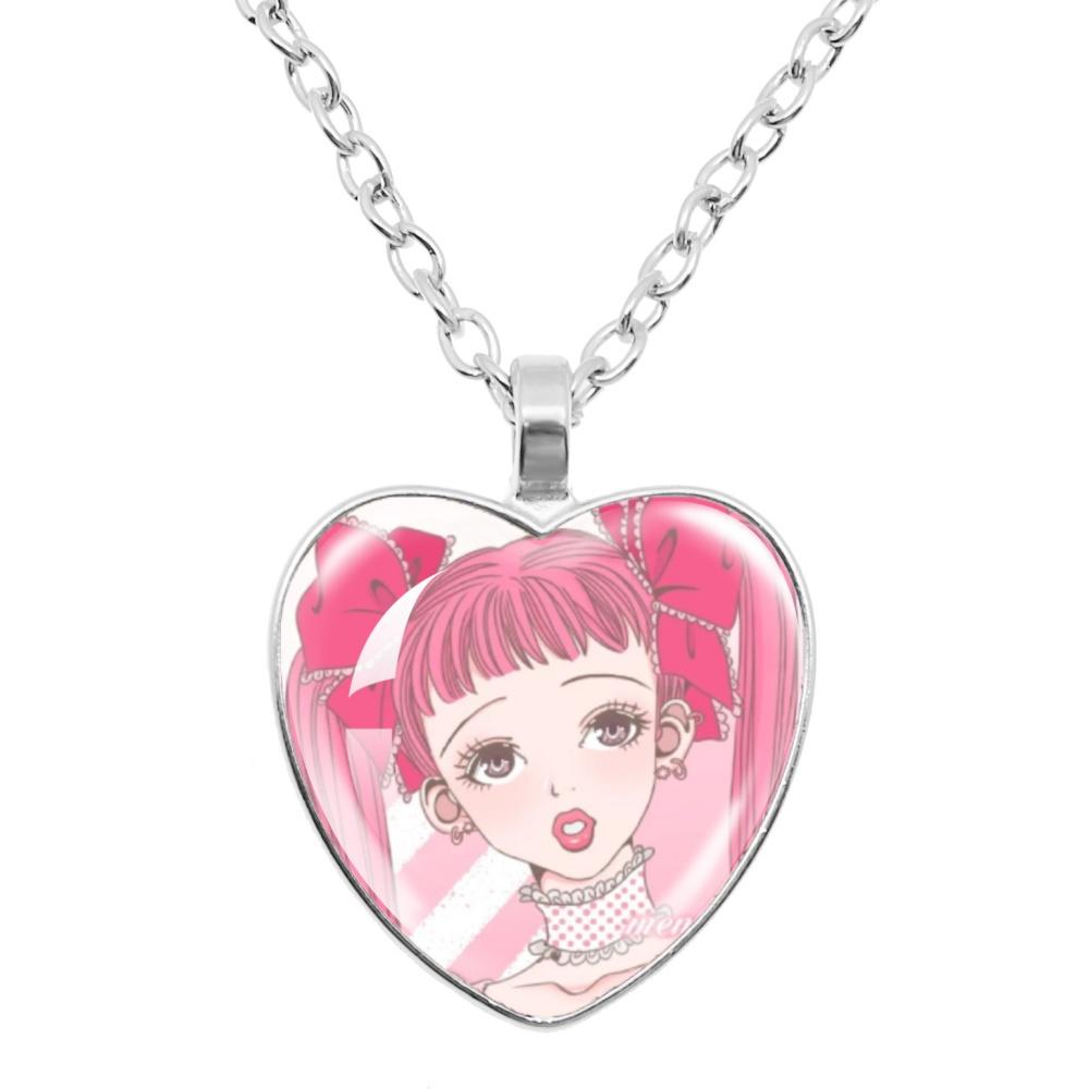 Paradise Kiss Anime Necklace Yukari Hayasaka Miwako Sakurada Glass Heart Shape Pendant Necklace Charm Jewelry Friend Gift