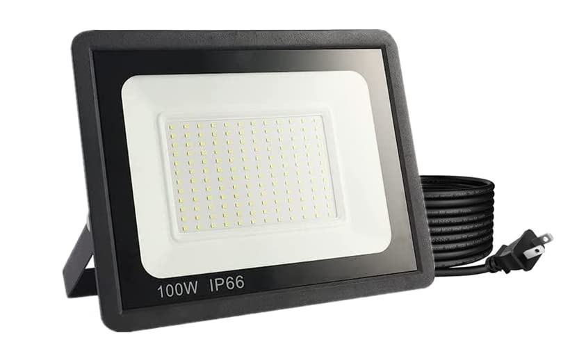 

IP66 Waterproof LED Floodlight Work Light Compatible with 100W 15000LM Flood Light Energy Saving High Brightness Grounded Plug PSE Compatible Cord