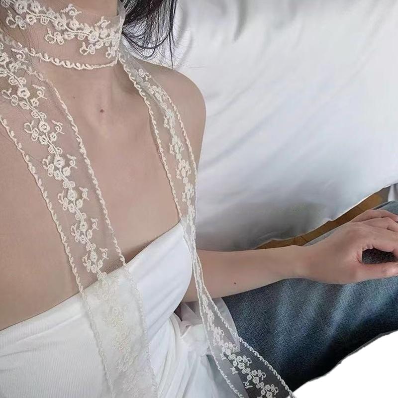 Woman Lace Scarf Neck Decoration Neck Scarf Elegant Flowers Vintage Style Head Decoration