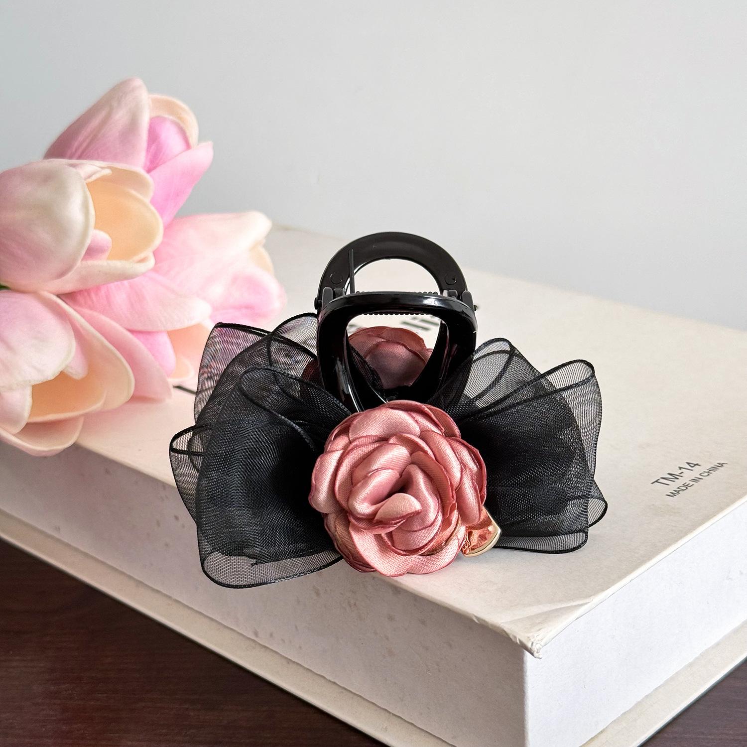 

Classy Mixed Material Hair Clip With Elegant Rose Design Ideal For Fashionable Hairdos Womens Pink Clip