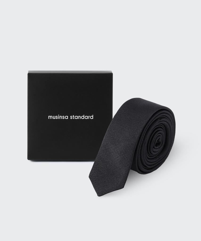 MUSINSA STANDARD Silk Skinny Solid Tie [Black]