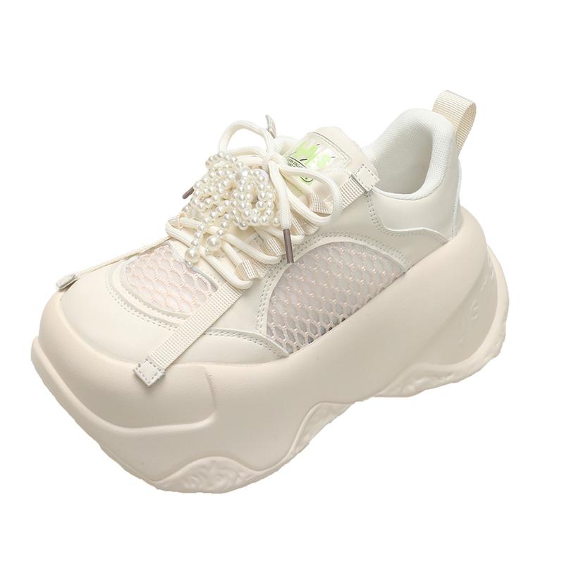 Fashion 8cm Women Summer Air Mesh Microfiber Platform Wedge Slides Shoes Mules Shoes Women Chunky Sneakers Sandals Breathable