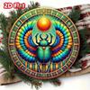 Stunning Ancient Egyptian Scarab Iron Wall Art 8x8 Inch Colorful Metal Home Decor