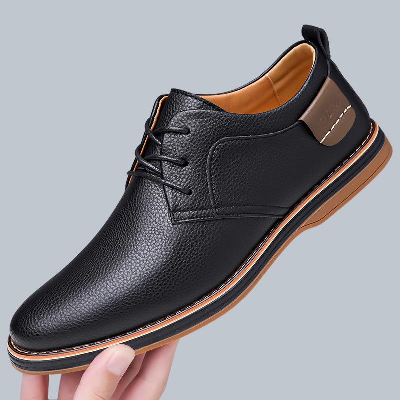 

Spring and Autumn New Men s Baita Casual Leather Shoes Soft Leather Soft Sole, Lace-up Business Casual Shoes 38 чёрный