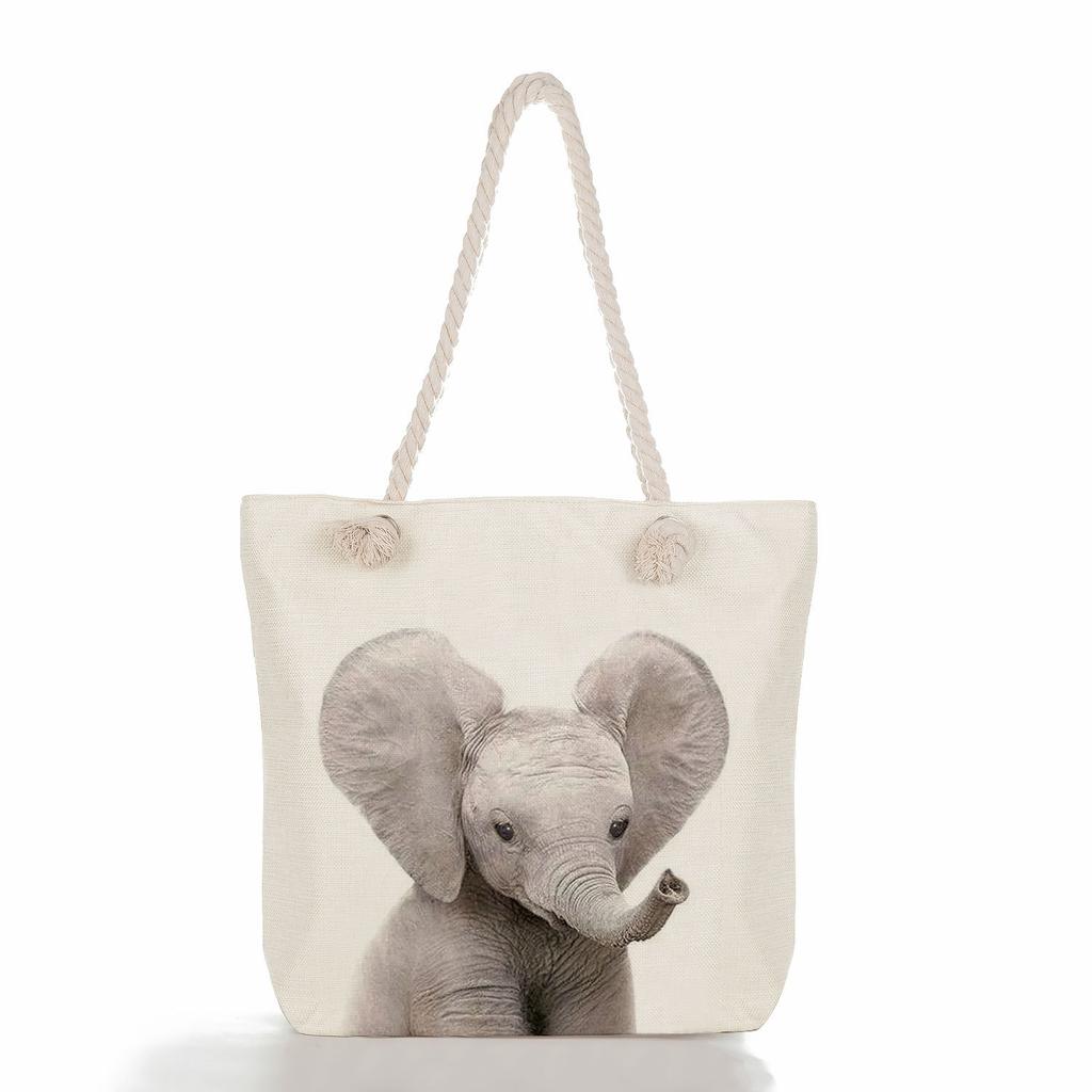 Cute Animals Print Thick Rope Single-shoulder Beach Bag 7210