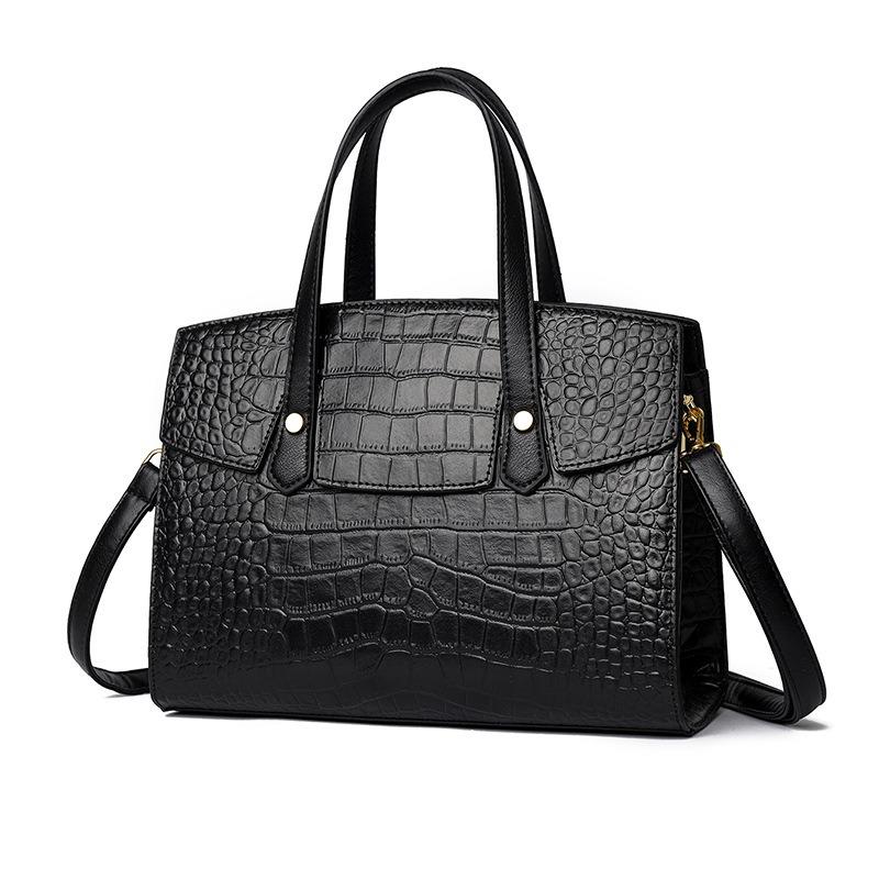 Crocodile pattern women's retro handbag large capacity multi-compartment commuter tote bag women's shoulder messenger bag