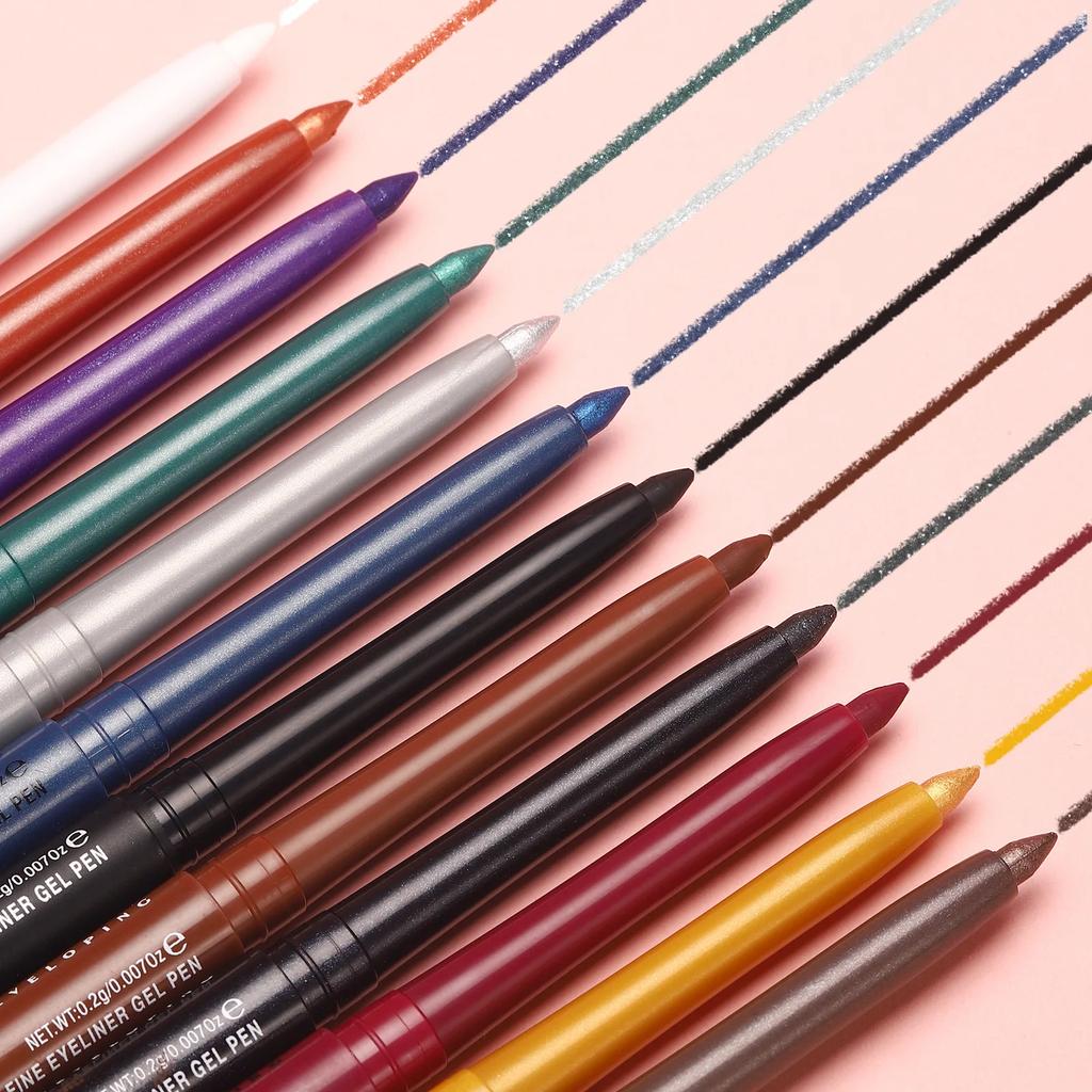 2 v 1 Tužka na oční linky a stíny Voděodolná Dlouhotrvající 12 Barev Otočná Černá Matná Tužka na oční linky Lepidlo na oční linky Make-up na oči Kosmetika