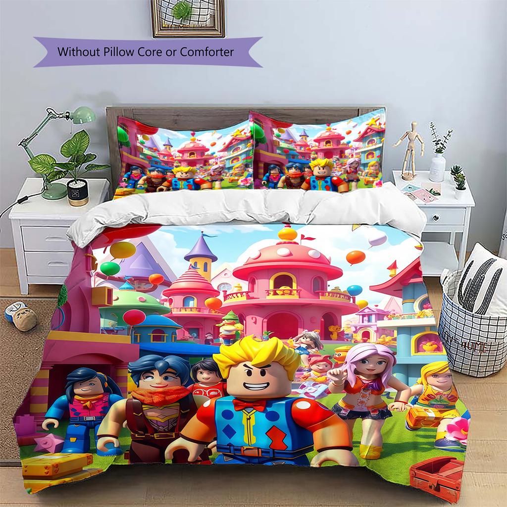Roblox Pattern Bedding Quilt Set Home Decoration Gift (1 * duvet cover + 2 * pillowcase without core)