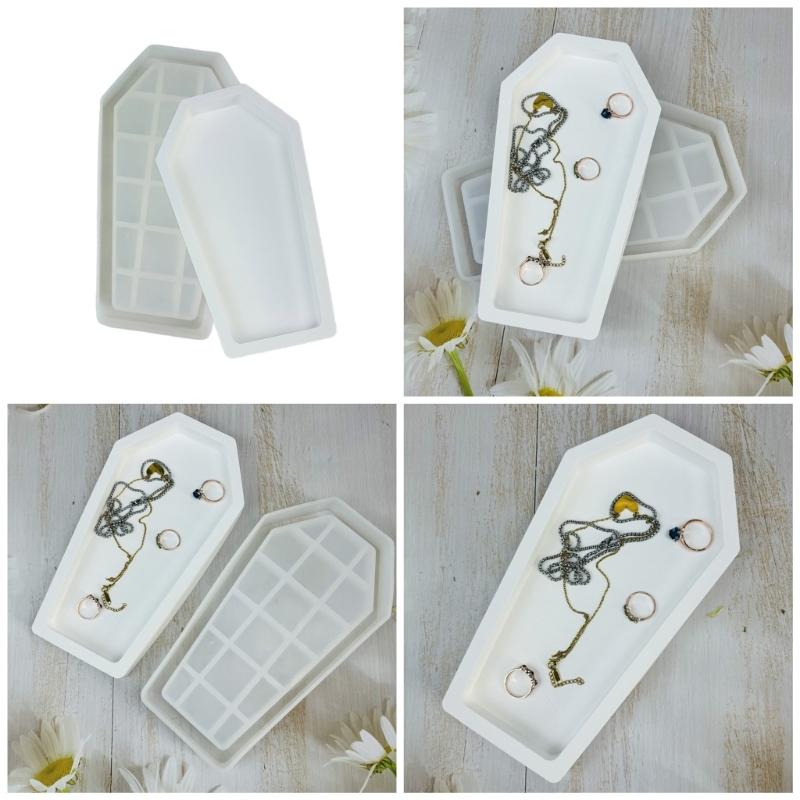 Scatola Portagioielli a Forma di Bara Stampo in Silicone Stampo Contenitore di Halloween Stampo per Resina Epossidica Cristallo Serbatoio di Stoccaggio Stampo Scatola per Gioielli Decorazione