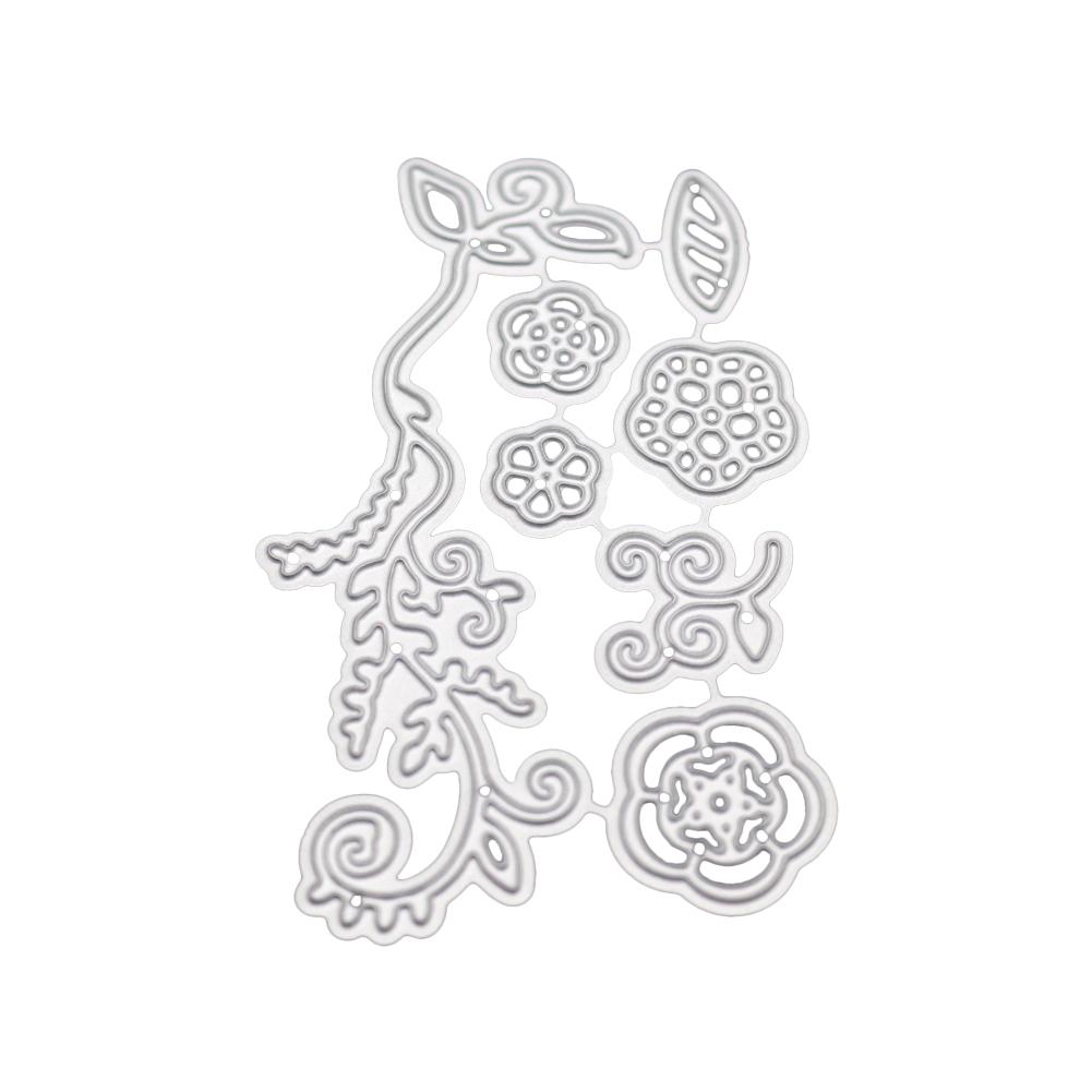 Plant Vine Flower Frame Metal Silvery Stencil Embossing Cutting Dies For Diy Scrapbooking Paper Album Cards Making