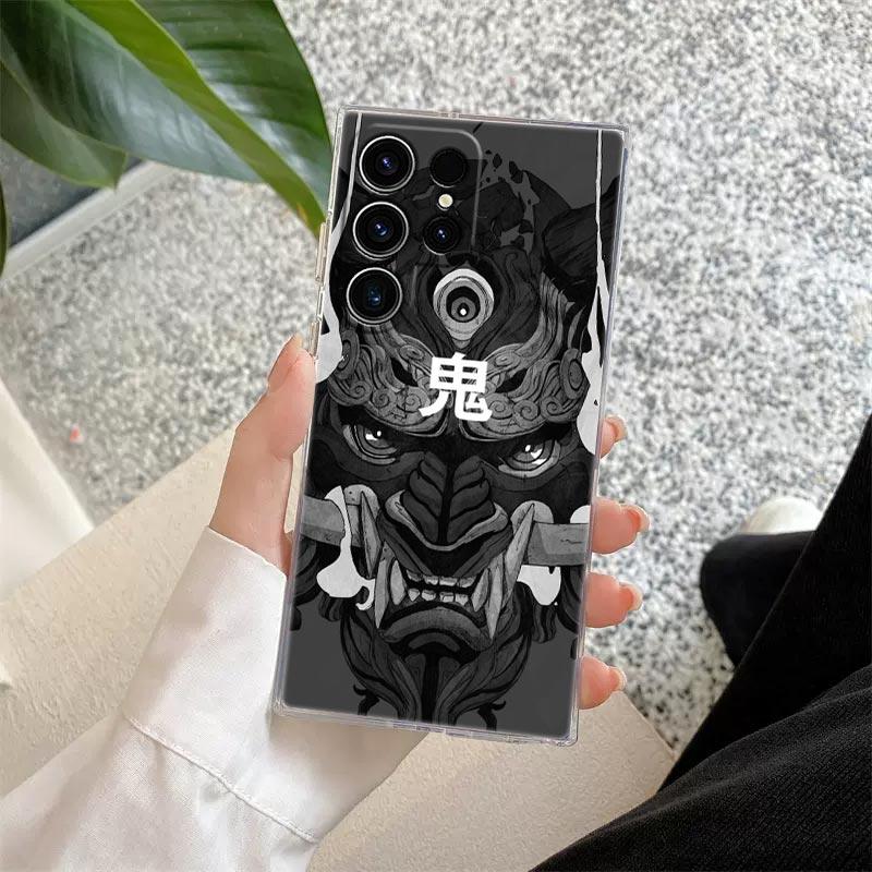 Oni Maske Kunst Drache Klare Hülle Für Samsung Galaxy S26 S25 S24 S23 Ultra S20 S21 FE S22 Plus S26 Ultra S25FE 5G Weiche Handyhülle