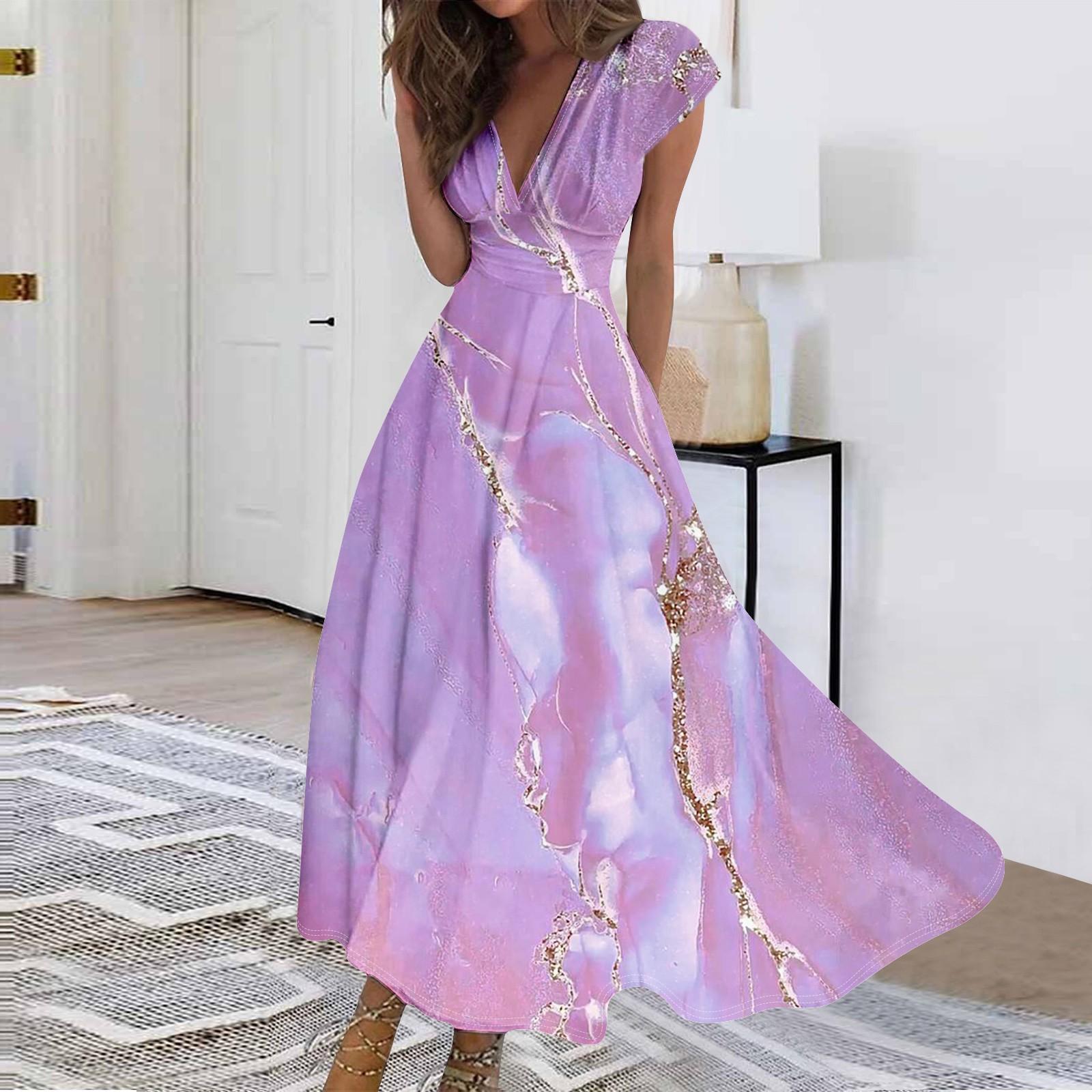 

Женское длинное платье Платье макси Повседневное платье Шифоновые платья Свободное платье Повседневное платье для взрослых на открытом воздухе Повседневное платье с рюшами и коротким рукавом с v-образным вырезом XL