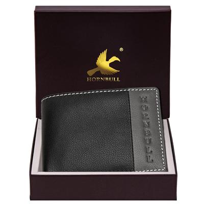 Men's Black-Grey Genuine Leather Wallet for Men Branded Quality Wallets with RFID Blocking Ideal Gift for Mens Wallet