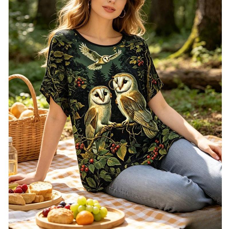 Summer Owl Animal 3D Print T-Shirts Summer Women's Casual Short Sleeve Round Neck T Shirt Harajuku Tees Tops Female Clothing