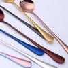 6Pcs Stainless Steel Coffee Tea Stir Spoon Long Handle Ice Cream Dessert Spoons Stainless Steel Tableware Set Kitchen Supplies