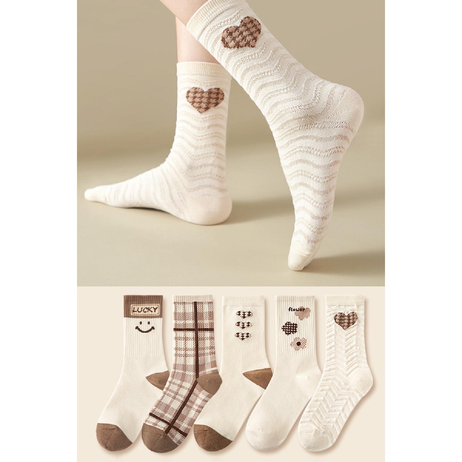 

Набор из 5 бежевых женских носков Lucky Pattern с узором 36-41