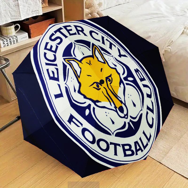Leicester Football Club Crest Automatic Folding Umbrella - 8-Rib Travel Umbrella with Auto Open/Close & Portable Gifts for Holidays or Birthdays