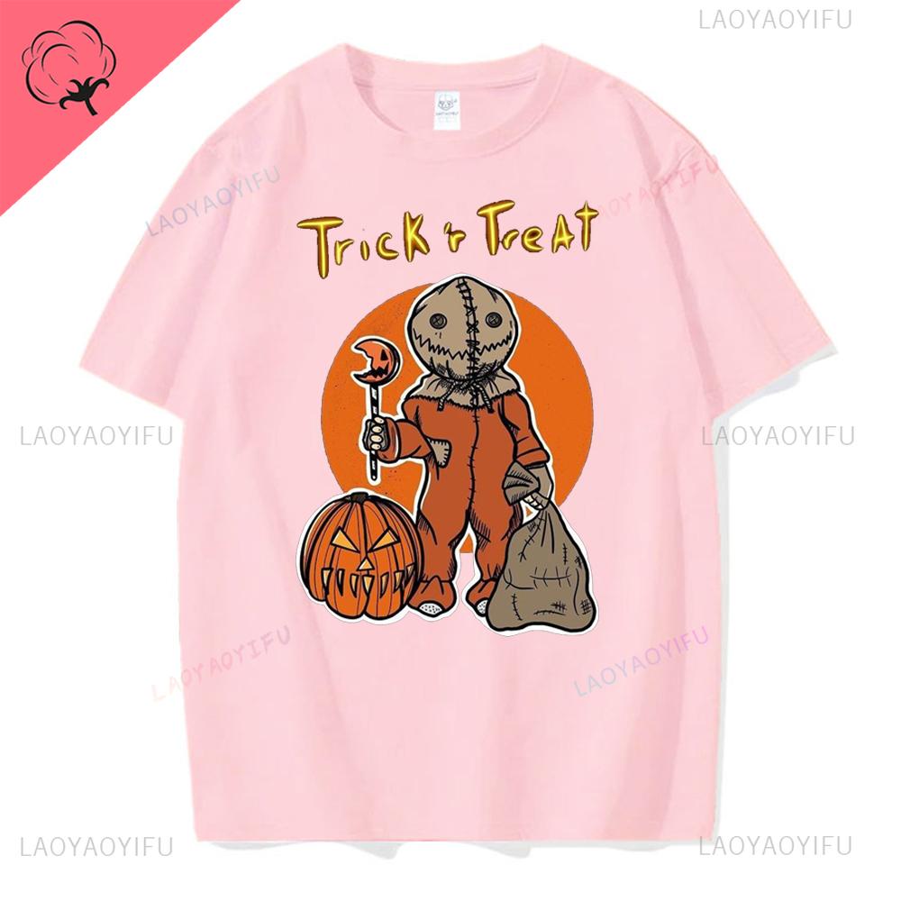 Retro Halloween Pumpkin Cotton T-shirt Men Women Autumn Spooky Season Holiday Top Tee Shirt Funny Halloween Party Tshirt