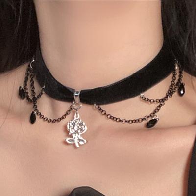 Classic Retro Rose Neckchain Simple Romantic Couple Gift Necklace Collar Japanese Ins Collar Chain Jewelry