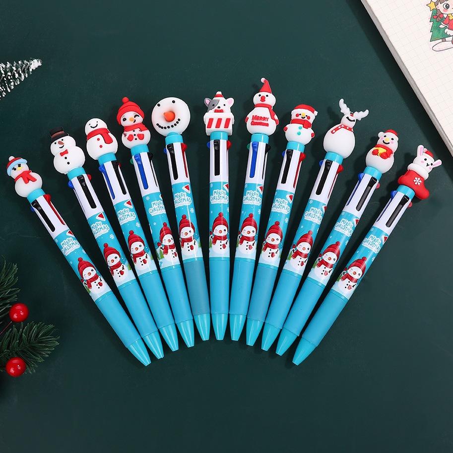 40Pcs 0.7mm Christmas Themed Multicolor Ballpoint Pen Retractable Multicolor Pen 4 Color-in-1 Ballpoint Pen for Noting Drawing