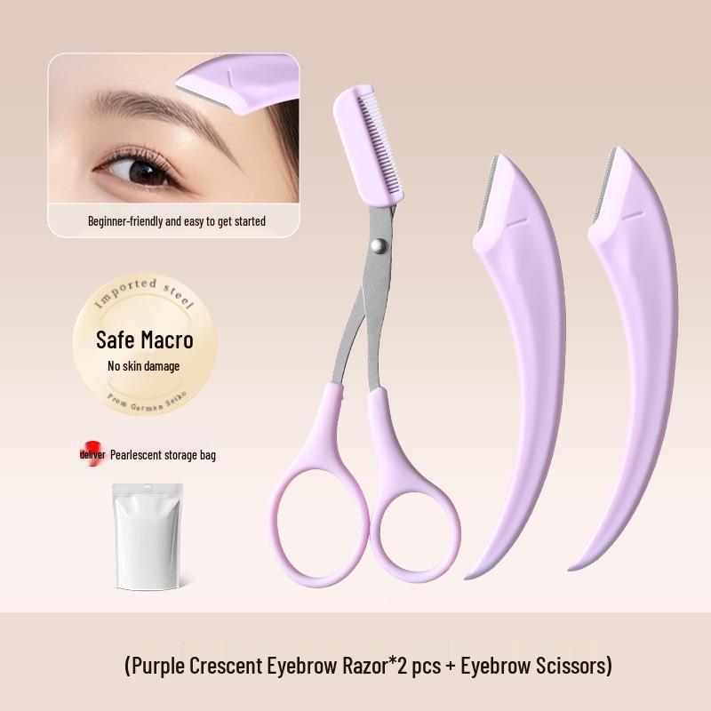 Cross-border Beginner Eyebrow Razor: Safe Manual Shaving with Crescent Blades